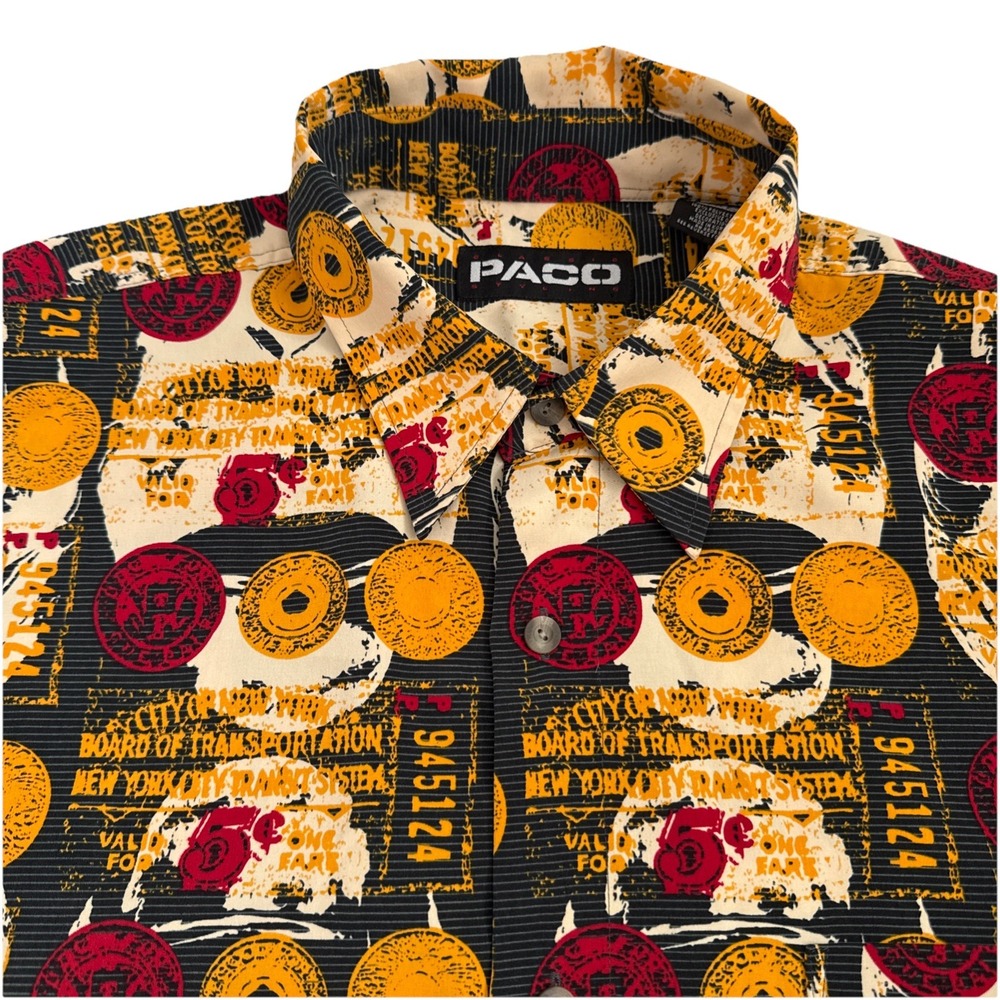 Vintage Y2K Paco All Over Print Mens Button Up Shirt Sz XXL‎